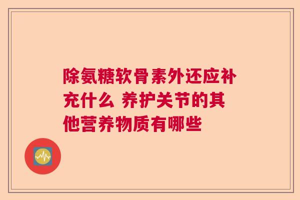 除氨糖软骨素外还应补充什么 养护关节的其他营养物质有哪些